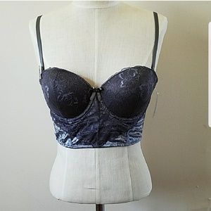 Price Drop Lace Velvet Corset Bra Convertible Gray